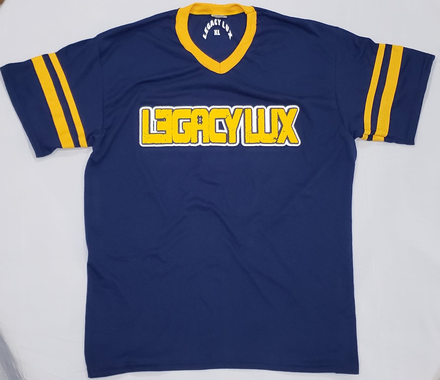 Legacy Lux Jersey Tee in Navy /White/ Gold